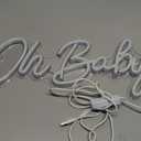 Kavaas Small Oh Baby Neon Sign for Backdrop 16.4" x 6.9" - Led Light Up Sign for Baby Shower, Gender Reveal, Birthday Party Decorations (Warm White)