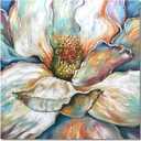 Modern Abstract Magnolia Oil Painting - Large Canvas Art, 30x30 Inch, Hand-Painted Home Wall Decor