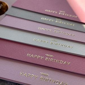 Run2Print Happy Birthday Cards With Envelopes & Stickers - Elegant Dusty Pink Emboss Gold Foil Pressed - Blank Notes Wedding, Bridal, Baby Shower, Business and Formal All Occasion Cards