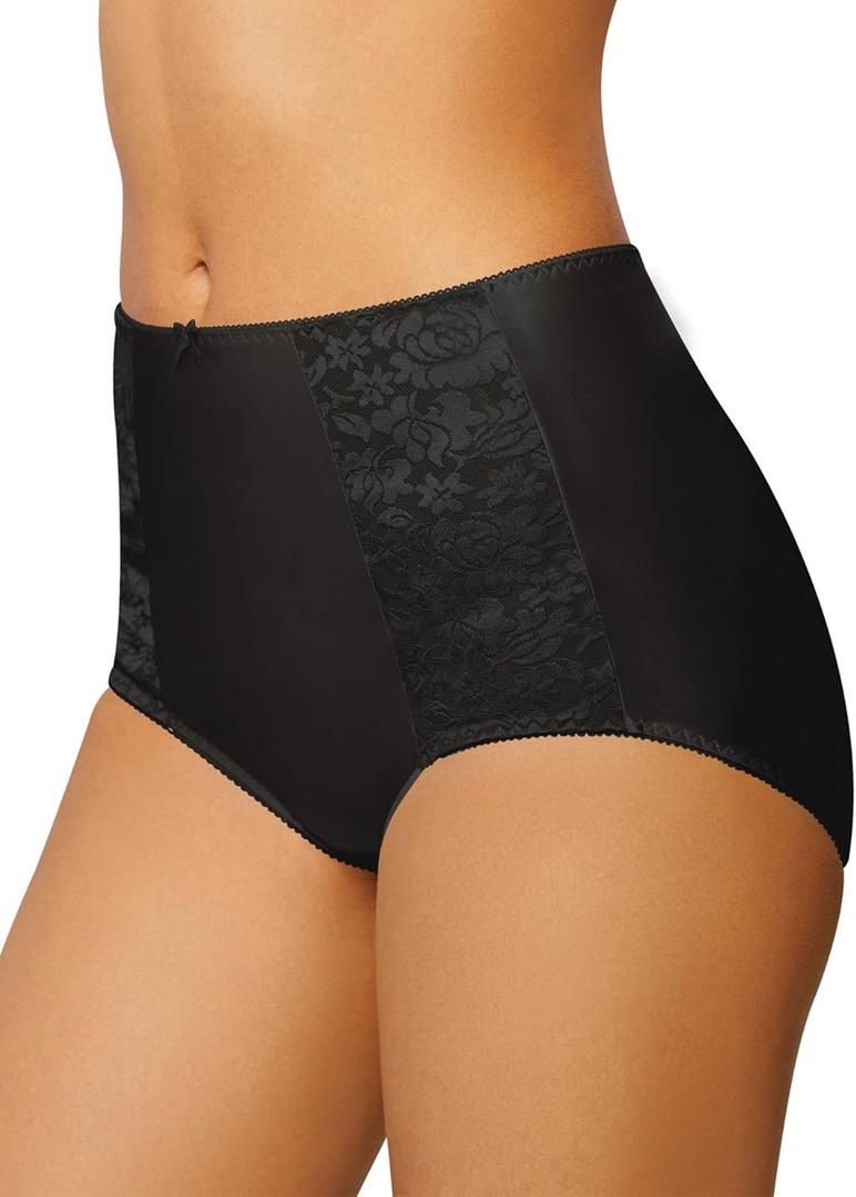 Bali Double Support, Women's Cool Comfort Underwear, Full Coverage Brief Panty (Large, Black)