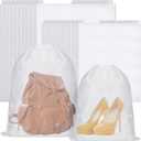 Woanger 40 Pcs Dust Bags for Handbags Drawstring Dust Proof Purse Storage Bags, 2 Size Non Woven Breathable Fabric Shoes Pouch for Purse Backpack Boots Cloth Storage Travel Package Organizer, White