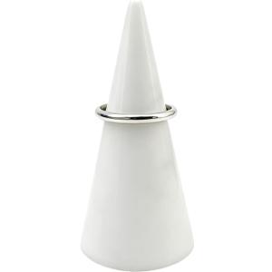 Natural Marble Ring Tower Cone Holder for Engagement Wedding Rings Jewelry Display Stand Room Decor Carrara White