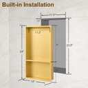 SaniteModar Stainless Steel Shower Niche 12" x 24" Brushed Gold 1/3Split | No Tile Needed, Recessed Bathroom Niche 2-Tier, Waterproof, Space-saving, Easy Setup, Built-in Storage for Bathroom, Kitchen