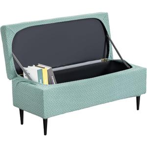 Ottoman Covers, Stretch Folding Storage Stool Slipcover Furniture Protector, Rectangle Bench Footstool Cover with Elastic Bottom, Soft Jacquard Fabric Removable Washable, Medium 