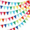 HESTYA 42 Pieces Colorful Pennant Banner Flag Multicolor Bunting Triangle Banner Pennants for Birthdays Classroom School Carnival Garland Outdoor Events Party Hanging Decorations