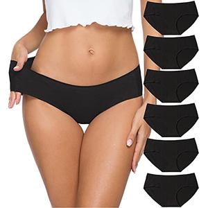 Altheanray Womens Underwear Cotton Underwear for Women Seamless Hipster Bikini Briefs Panties 6 Pack, (3028M,Black), Medium