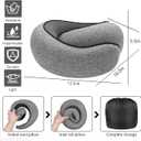 SZXYX Travel Pillows for Airplanes, 100% Pure Memory Foam Neck Pillow for Airplanes, Comfortable Breathable Cover, 360 Support Stowable Pillows for Sleeping, Car, Airport Travel Essentials, Max Grey