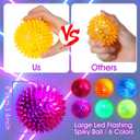 Liliful 60 Pcs Large Light up Bouncy Balls 3.4 Inch LED Rubber Ball Spiky Flashing Lights Holiday Blinking Sensory Bouncy Flash Stress Ball for Adults, Pets, Party Favors, Christmas