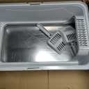 28''L×20''W×10''H XXXL Stainless Steel Sifting Litter Box with Lid,Sifting Cat Litter Box for Wood Pine Pellets,High Sides Sifter Litter Pan System,Odor Control,Easy to Clean,with Liners and Scoop