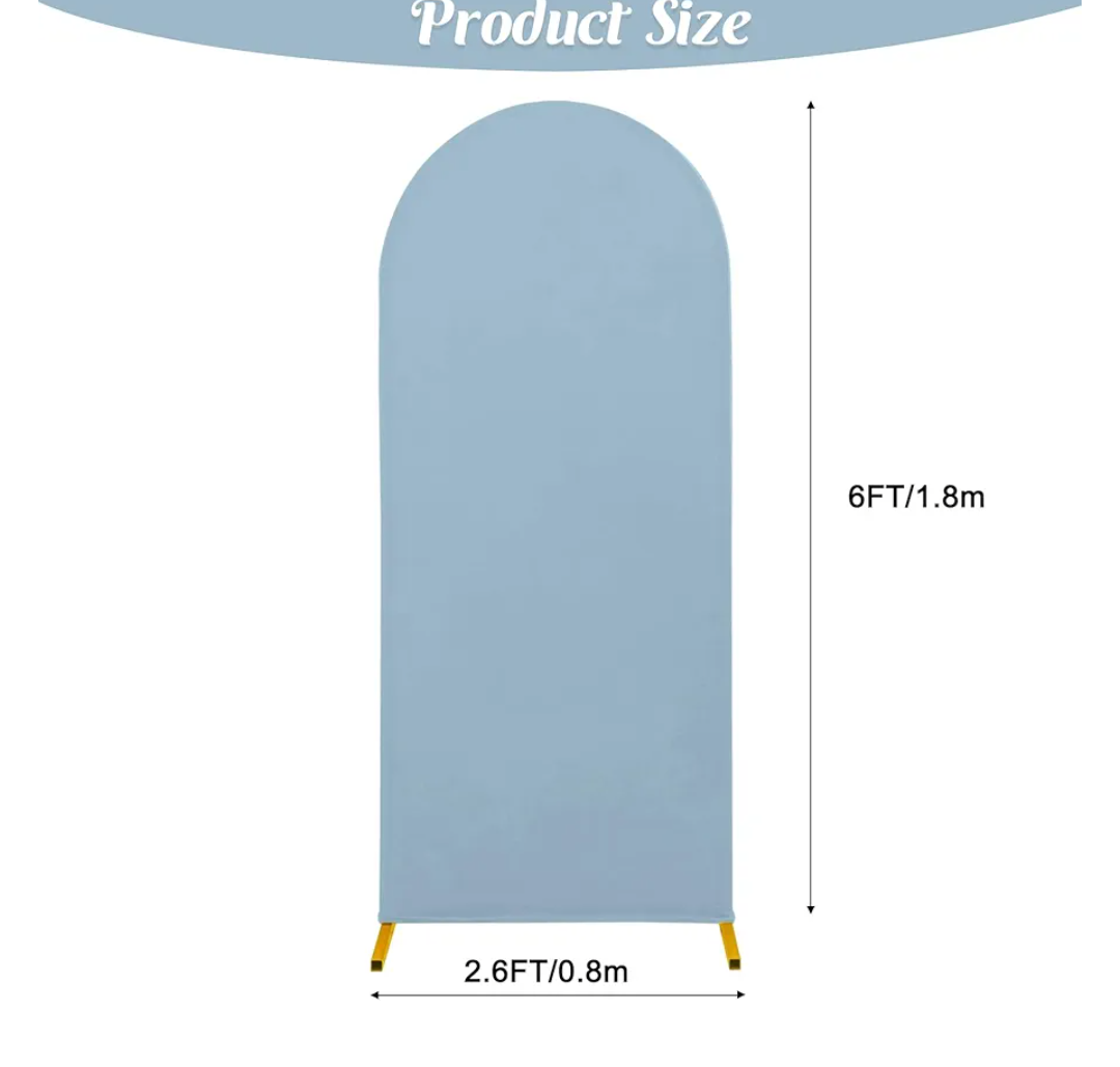 6FT Wedding Arch Cover Stretchy Fitted Arch Cover Round Top Stand Covers Double-Side Chiara Cover Backdrop Cover for Wedding Birthday Party Ceremony Baby Shower Decoration(Dusty Blue)