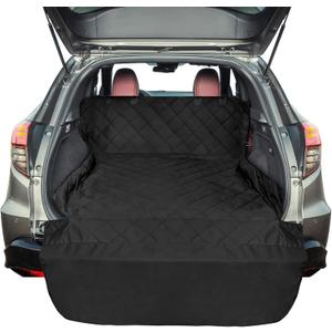 F-color SUV Cargo Liner for Dogs, Heavy Duty Water Resistant Pet Cargo Cover Dog Seat Cover Mat for Mid-Size SUVs Sedans Vans with Bumper Flap Protector, Non-Slip, Standard Size Universal Fit, Black