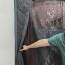 Thermal Door Curtain Fits Doors Size 32.5"x82"Curtain Size 35.5"x84", Magnetic Insulated Curtain Side Open, Visible Panels,Keep Warm in Winter Cool in Summer,Diamond Pattern,Gray