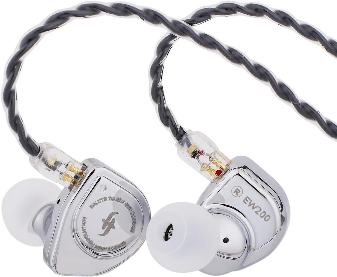 Linsoul SIMGOT EW200 10mm SCP Diaphragm Dynamic Driver in-Ear Earphones with All Metal Body, Detachable 0.78mm 2pin Silver-Plated OFC Cable for Audiophiles Musicians (EW200 with Mic)