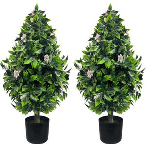 Artificial Topiary Boxwood Trees: 3FT Tall2 Set UV-Anti Fake Greenery Decorative Plants Outdoor for Home Front Porch, Indoor Walkway, Entryway Indoor & Outdoor Home Decor