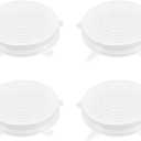 4 Pack 4.5in Reusable Silicone Stretch Lids, Silicone Bowl Covers for Food Storage, Universal Stretchable Lids for Containers Produce, Elastic Expandable Seal Cover, Microwave Freezer Safe (11.5cm)