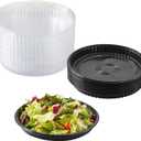 100PCS Disposable Round Sushi Trays with Transparent Lids Black Plastic Platter Catering Sushi Box (11 Inch)