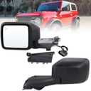 Left Driver Side Mirror Compatible With 2021-2025 Ford Bronco NO Fits Sport With Manual Folding Power Glass Heated Blind Spot Temperature Sensors Matte Black Replace#M2DZ-17683-B (9Pins)