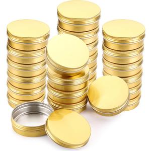 Foraineam 24 Pieces 4 oz Screw Lid Round Tins Aluminum Empty Tins Golden Metal Storage Tin Jars Spice Containers Travel Tin Cans