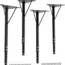 Yuleimy Adjustable Table Legs 19-30 Inch, Furniture Legs for Heavy Butcher Block & Garage Workbench, Heavy Duty Metal Desk Legs with 8-Hole Triangular Plates for Zero Wobble, Black