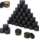 48 Pack Black Steel Round Candle Tins with Lids, 4 oz Capacity, Matte Black Finish for DIY Candle Making and Storage