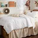 Bedsure Twin Comforter Set - White Boho Twin Comforter, Distressed Vintage Dorm Bedding Set for Kids, 2 Pieces Modern Farmhouse-Style Bed Set, Includes 1 Pillow Sham