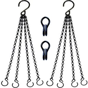 2Packs 26inch 90lbs Black Heavy Duty Metal Hooks Hanging Chains Hangers for Garden, Balcony, Yard, Kitchen, for Hanging Plant Pots,Planters,Bird Feeder,Lanterns, Billboard Etc.