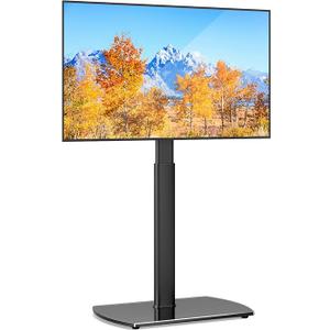 YOMT Universal TV Floor Stand with Mount for 27-70 Inch LCD LED OLED TVs, Swivel Height Adjustable Tall TV Stand, Space Saving Design for Corner Bedroom Living Room, Black