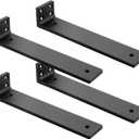 Floating Shelf Brackets 8 inch, Heavy Duty Wall Shelf Bracket 4 Pack for Shelves Support, Hidden Metal L Brackets with Mounting Hardware (1/5'' Thick)