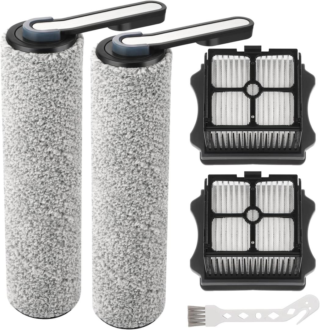 S5 Roller Brush and HEPA Vacuum Filter Replacement for Tineco Floor ONE S5, S5 Pro, S5 Pro 2, S5 Blue Smart Cordless Wet Dry Vacuum Cleaner Replacement Parts Include 2 HEPA Filters, 2 Brush Rollers