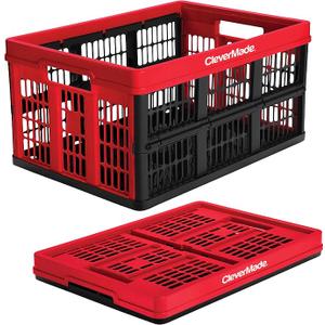 CleverMade Collapsible Utility Crate For Storage, 45L 1 Pack, Red