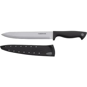 Farberware Edgekeeper 8-Inch Slicing Knife with Self-Sharpening Blade Cover, High Carbon-Stainless Steel Kitchen Knife with Ergonomic Handle, Razor-Sharp Knife, Black