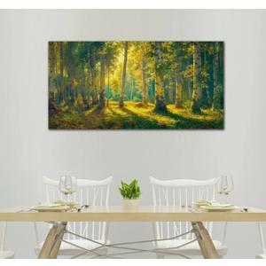 Forest Wall Art Green Nature Canvas Pictures White Birch Tree Painting