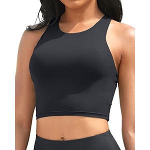 Yonique Women Bikini Top Only Crop Swim Top Longline Swimsuit Tops High Neck Bathing Suit Top Black Medium Yonique Women Bikini Top Only Crop Swim Top Longline Swimsuit Tops High Neck Bathing Suit Top Black Medium