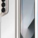 Clear Case for Samsung Galaxy Z Fold 6, Slim Fit Hard PC Case with Front Screen Protector, Anti-Yellowing Translucent Back Anti-Scratch Shockproof Cover for Samsung Z Fold 6 5G(Gold)