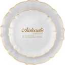PLASTICPRO 24 Piece Aristocratic Combo Plastic Dinner Plates Disposable Plastic Fancy Heavy Duty Party Dishes 12, 7'' inch and 12, 10'' inch, Pearl White With Gold Rim