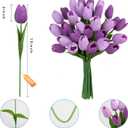 Artificial Tulips Flowers Fake Latex Tulip Stems - 30pcs Real Touch Faux Multicolor Tulips Flower for Easter Spring Wedding Bouquet Centerpiece Floral Arrangement Cemetery Table Decor