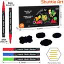 Shuttle Art Chalk Markers, 24 Vibrant Colors Liquid Chalk Markers Pens for Chalkboards, Windows, Glass, Cars, Erasable, 3mm Reversible Fine Tip with Chalkboard Labels for Office Home Supplies