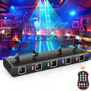 DJ Laser Lights,5 Beam Effect Sound Activated Strobe Laser Light Show with Remote Control Laser Light Projector Party Lights Indoor for Birthday Disco KTV Club Stage DJ Lighting (1, Black)
