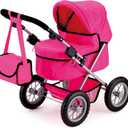 Bayer Trendy Doll Stroller, Hot Pink Toy Carriage for Kids, Foldable with Shoulder Bag & Storage Basket, 67 x 41 x 68 cm