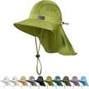 Sukeen Cooling Sun Hat for Men Women UPF50+ Wide Brim Fishing Hat with Neck Flap Adjustable Foldable Bucket Hat for Hiking (One Size, Army Green)