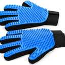 Cat & Dog Grooming Gloves for Shedding - Efficient Deshedding Pet Grooming Gloves 2-in-1 Deshedding Brush & Massage Mitt-Safe for Dogs & Cats (1 Pair Blue)