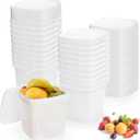 Yopay 20 Pack Plastic Bucket with Lid, 68 OZ Ice Cream Container with Handle, White Sealable Square Food Grade Deli Storage Pails for Pickles Paint Water, Art Crafts Projects