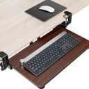 Ergonomic Mouse & Keyboard Tray Under Desk, Pull Out with Adjustable C-clamp, 20 (25.9 Including Clamps) x 11.8 Inch Slide Out Computer Keyboard Drawer Mouse Tray for Typing, Walnut, Small