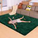 5x7 Dark Green Rugs for Living Room Bedroom, Fluffy Large Area Rug Soft Shag Non-Slip Carpet for Kids Boys and Girls Room Dorm Home Decor (5ft x 7ft)