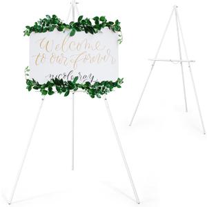VISWIN Upgraded 63" Wooden Easel Stand for Sign, Tripod Easel for Wedding Sign Stand, Welcome Board, Poster, Picture, Canvas Art Easel Floor with Tray for Display & Painting - White (1 PCS)