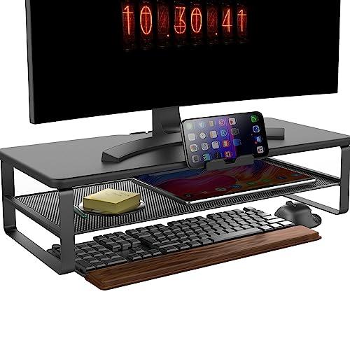 Doowiit Monitor Stand with drawer, 2-Tier Monitor Stand Riser with Phone Holder and Cable Management - Desk TV Shelf, Laptop Printer, Desk Organizer Stand, for Home & Office, White