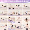 Pilates Ring Fitness Circles Set, High Resistance Yoga Ring Pilates Equipment Set for Women Includes Pilates Ring, 9 Inch Small Exercise Ball, 5 Resistance Bands at Home Pilates Workout Set (purple)