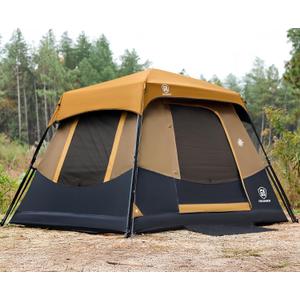 EVER ADVANCED 4 Person Blackout Camping Tent, 60s Easy Setup Instant Cabin Tent for Family, 4000mm Water-Resistant & UV Protection Light-Blocking Tent with Rainfly for Outdoor Travel, 8' x 7' x 59" (Orange)