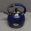 SUSTEAS Stove Top Whistling Tea Kettle - Food Grade Stainless Steel Teakettle Teapot with Cool Touch Ergonomic Handle, With 1 Silicone Pinch Mitt Included, 2.64 Quart,NAVY BLUE