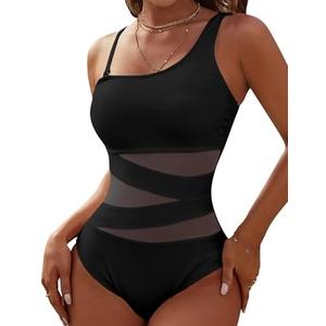 Blooming Jelly Women's Sexy One Piece Bathing Suits Slimming Mesh Swimwear One Shoulder Swimsuits for Women 2026 M